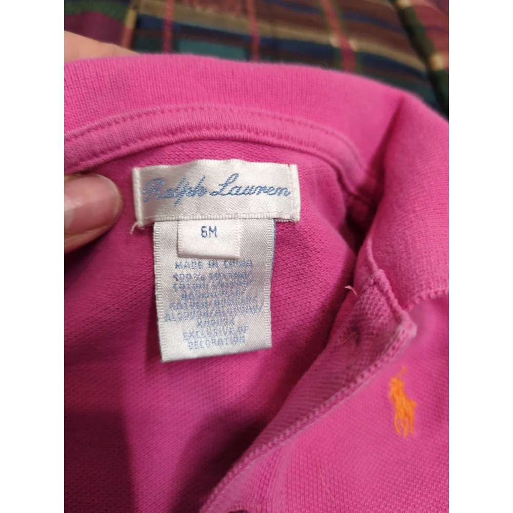 Ralph Lauren Girls Pink Cotton Polo Dress Ruffled Sz 6M